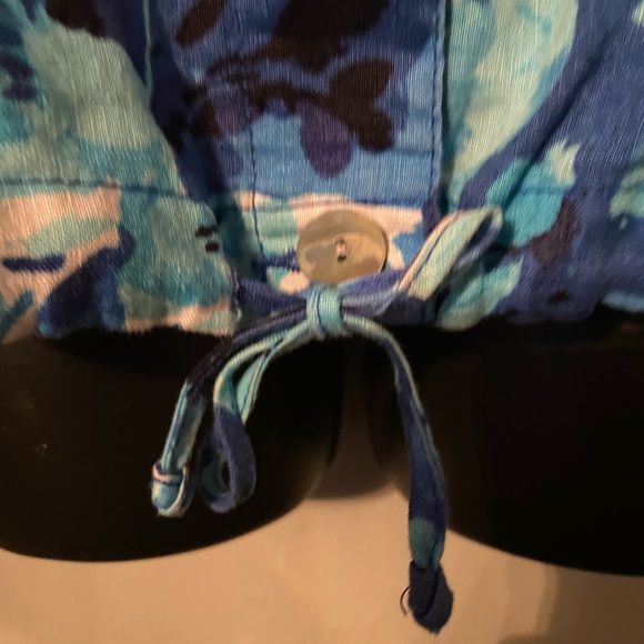 Ruby Rd. Blouse Women's XL 100% Linen Blue Floral Button Up Shirt 3/4 Sleeve - Picture 4 of 5